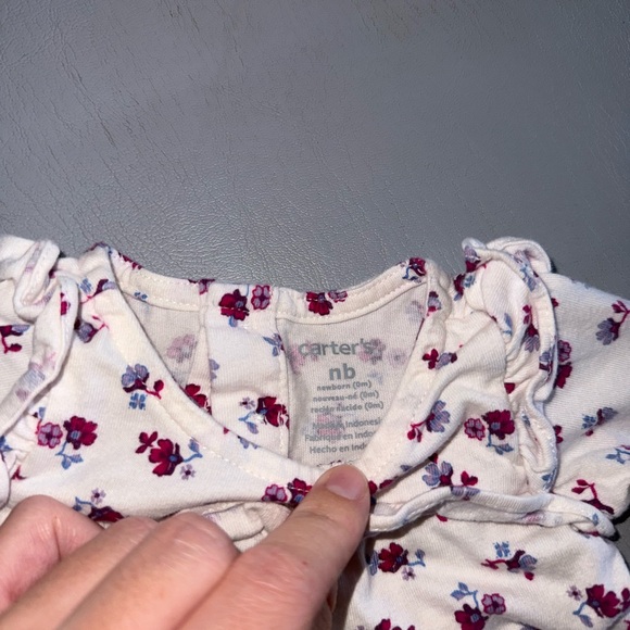 Carter's White and Purple Floral Long Sleeve Tee - Picture 2 of 2